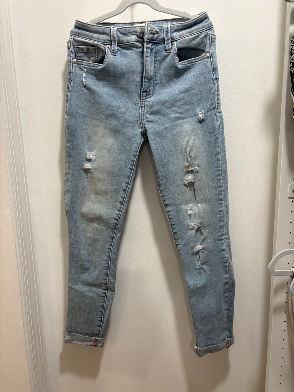 pistola Light Blue Distressed Cropped Jeans - Ankle